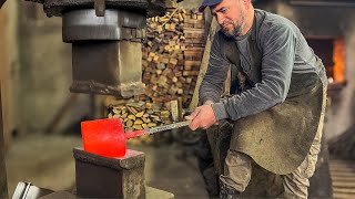 Iron Cutter Knife  Forging from a Bearing Ball  Blacksmithing Artistry [upl. by Sesmar]