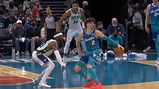 LaMelo Ball with the Tasmanian Devil spin not once but twice 😲 [upl. by Akcirred998]