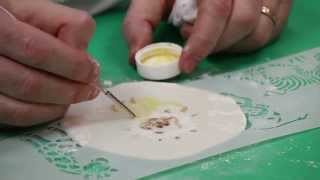 How To Paint with Stencils on Cookies  Global Sugar Art [upl. by Anauqal]