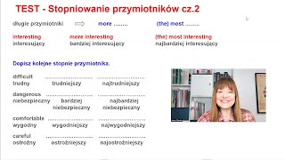 TEST  Stopniowanie przymiotników  część 2 poziom A2A2 [upl. by Ylliw]