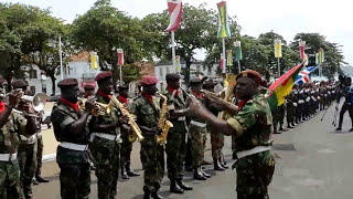 Presidente de Cabo Verde de visita a S Tomé – Honras Militares frente ao Palácio Presidencial [upl. by Ande887]