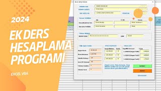 EK DERS HESAPLAMA PROGRAMI EXCEL VBA  2024 GÜNCEL [upl. by Htirehc435]