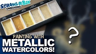 Painting with METALLIC WATERCOLORS on my bed  SCRAWLRBOX UNBOXING [upl. by Aikcir523]