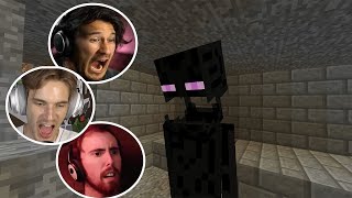 Gamers Reaction to First Seeing Enderman Mob in Minecraft  Pewdiepie and more [upl. by Babbette]