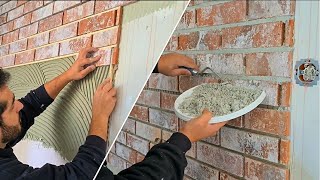 Muhteşem görünümlü kültür tuğlası uygulaması  Dekoratif tuğla taşı duvar kaplama  Stone cladding [upl. by Bradley]