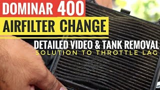 HOW TO CHANGE AIR FILTER ON DOMINAR  SOLUTION FOR LOW PICK UP ENGINE HEATING  HOW TO REMOVE TANK [upl. by Atsirhc]