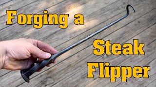 Blacksmithing for beginners Forging a Steak Flipper from a railroad spike [upl. by Chisholm702]