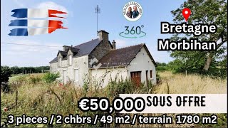 France Bretagne Morbihan  €50000  3 pieces 2 Chambres 49 m2 terrain 1780 m2 [upl. by Dionysus]