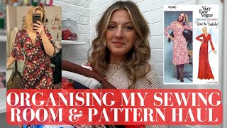 Sewing Room spring clean organising my fabric stash and pattern haul [upl. by Rosalee]