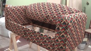 DIY  HOW TO REUPHOLSTER A SOFACOUCH BED  ALO Upholstery [upl. by Arbmik932]