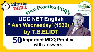 quotAsh Wednesday quot Poem by TSELIOT  UGCNET  SET English MCQ Practice quiz  UPSC English [upl. by Liana488]