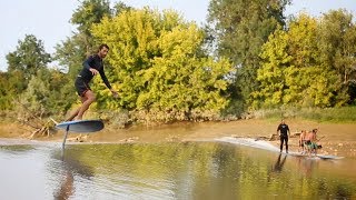 Première mondiale  session en surf foil sur un mascaret avec Ludovic Dulou [upl. by Chic878]