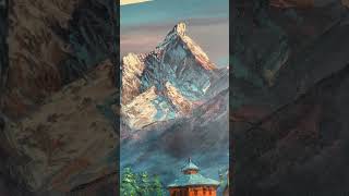 Palette knife painting techniques 🎨 🏔️ detailing shortsart painting [upl. by Mercuri]