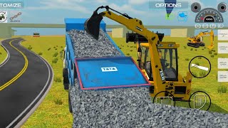 Driver Unloading Dumper Truck with Loaded JCB on control Stone 🔥🔥 Loaded  Android gameplay [upl. by Klaus]