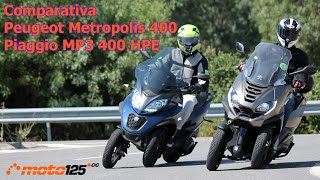 Prueba Comparativa Peugeot Metropolis vs Piaggio MP3 HD [upl. by Enelehs]