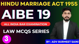 AIBE 19  Hindu Marriage Act 1955  Family Law MCQs  HMA 1955  Sapinda Relationship [upl. by Ailema318]