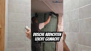 Wand abdichten in der Dusche  So machst es richtig Abdichtbahn Schnellkleber Fliesenleger [upl. by Enifesoj283]