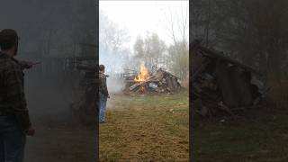 A Safe Way To Start A Burn Pile 🔥💪🇺🇸🍁 farm homestead work asmr satisfying shorts fire [upl. by Stoneham]