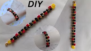 Black Bead Bracelet  DIY Beaded Bracelet  Beads Bracelet Making  Simple Bracelet Love For Beads [upl. by Schoof407]