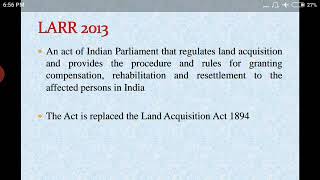 Land Acquisition Rehabilitation amp Resettlement Act [upl. by Ioj]