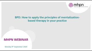 BPD How to apply the principles of mentalizationbased therapy in your practice [upl. by Hazrit]