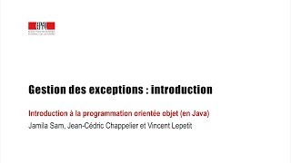 Gestion des exceptions  introduction [upl. by Liagiba676]