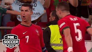 Cristiano Ronaldo scores gamewinning goal in 88 against Scotland  UEFA Nations League [upl. by Dusza]