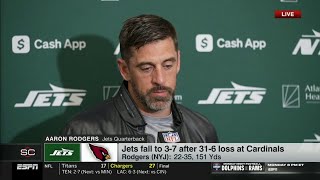 Season is OVER  Aaron Rodgers talks about Jets embrassing lose to Cardinals 316 in NFL Week 10 [upl. by Vickey]