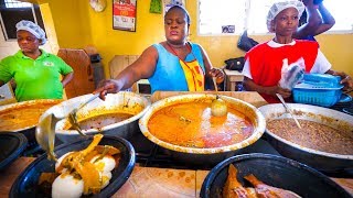 First Time Trying GHANAIAN FOOD Amazing Palm Nut Soup in Accra Ghana West Africa [upl. by Arayc]