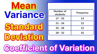 Calculate Variance Standard DeviationCoefficient of Variation and Mean For Grouped data in English [upl. by Thorvald]