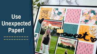 6x6 Papers on a 12x12 Scrapbook Layout Idea [upl. by Ermine]