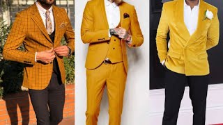 new stylish yellow blazer design for men ll fancy yellow blazer combination for boys  party wear [upl. by Ibrad]