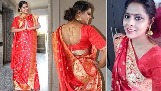 How to wear a saree in Bengali style  স্যারি বঙ্গের স্টাইল  Srishtis Diary [upl. by Emee]