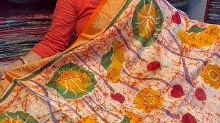 Chanderi silk hand batik saree l booking number 9153829442 [upl. by Tilla]