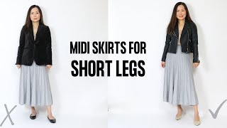 7 Must Know Midi Skirt Styling Tips If you have Short Legs like me [upl. by Nylecaj]