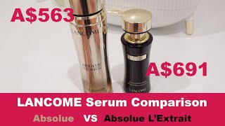 Lancome serum comparison absolue the serum absolue l’extrait ultimate concentrated [upl. by Noramac]