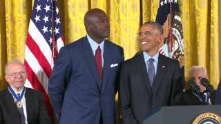 Michael Jordan Receives The Presidential Medal of Freedom [upl. by Anhsirk313]