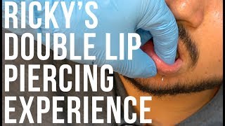 Rickys Double Lip Piercing  UrbanBodyJewelrycom [upl. by Anelim]