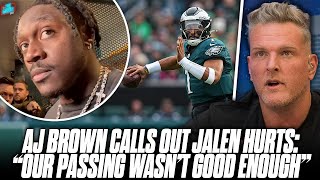 AJ Brown DeVonta Smith Call Out Jalen Hurts Poor Passing In Win vs Panthers  Pat McAfee Show [upl. by Rodger802]