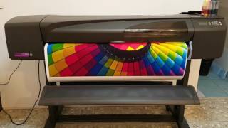 Plotter HP Designjet 800 with CISS on canvas [upl. by Ahcim370]