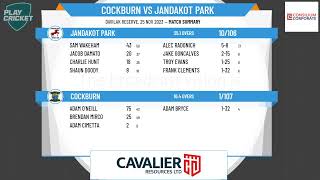 South Metropolitan Cricket Association  Senior Men 1st Grade  Round 7  Cockburn v Jandakot Park [upl. by Enaed]