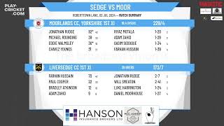 Liversedge CC 1st XI v Moorlands CC Yorkshire 1st XI [upl. by Eleazar]