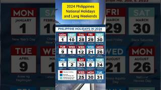 2024 Philippine National Holidays and Long Weekends 2024PhilippineHolidays LongWeekends EkimWorld [upl. by Newbold]