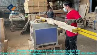 Wooden Pallet Striner Notching Machine for customized Stringers in MalaysiaStringer pallet Notcher [upl. by Hsara110]