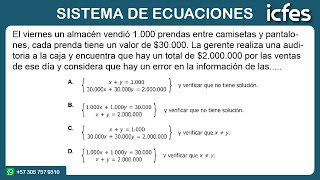 📚 ICFES 2024  SISTEMA DE ECUACIONES [upl. by Nimajnab]