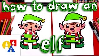 How To Draw A Cartoon Christmas Elf [upl. by Ainafets]