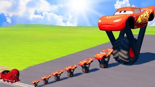 TRANSPORTING PIXAR CARS amp FRUITS WITH COLORED amp JOHN DEERE vs CLAAS vs TRACTORS  BeamNGdrive 962 [upl. by Now]