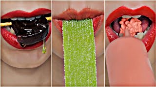 Sour and Sweet things ASMR Mukbang  Emoji Eating [upl. by Lerej]