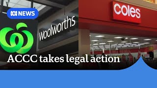 ACCC sues Woolworths Coles over allegations of misleading pricing  ABC News [upl. by Aneala]