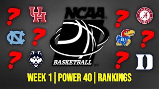 Week 1 College Basketball Power 40 Rankings  2024 WEEKLY COLLEGE BASKETBALL POWER 40 RANKINGS [upl. by Lanam268]